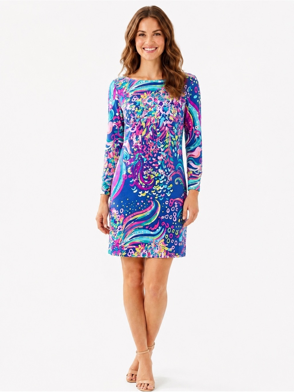 Lilly Pulitzer Multicolor Dress in Blue with Yellow and Pink Accents Size Medium